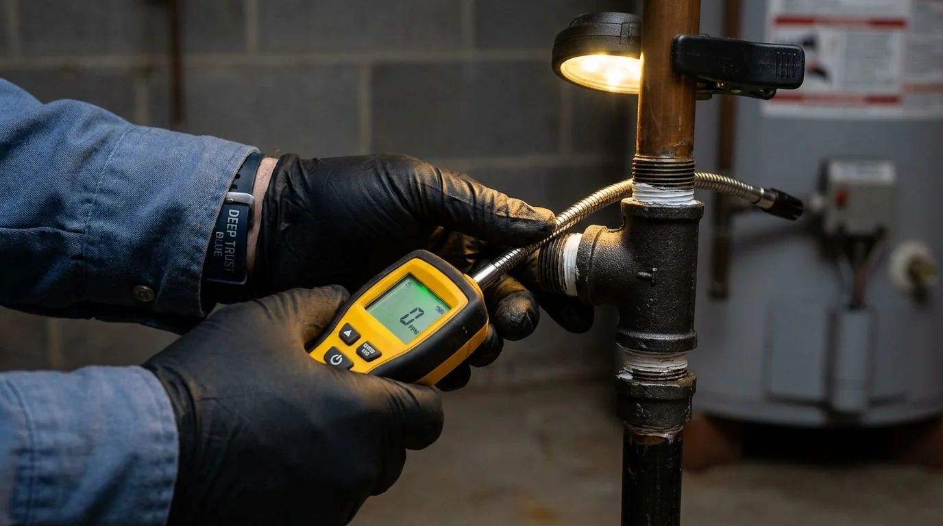 Gas leak detection with electronic sniffer by Johns Plumbing LLC in Cedar City