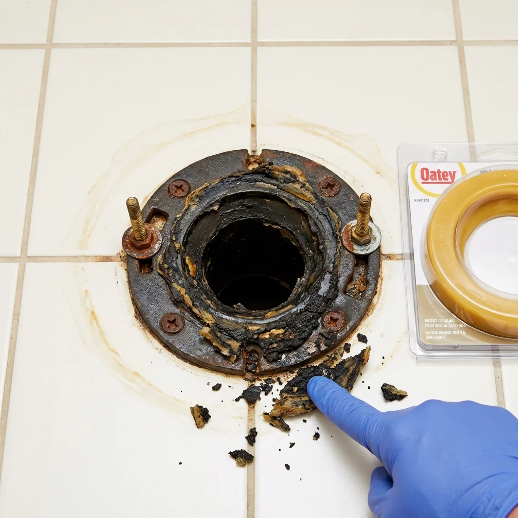 Failed wax ring showing water seepage at the base of a toilet in a Cedar City, UT home